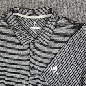 Adidas Golf Feeder Stripe Polo Shirt Men's 2XL Gray/Black‎ Short Sleeve Stretch